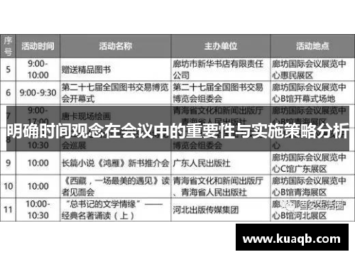 明确时间观念在会议中的重要性与实施策略分析